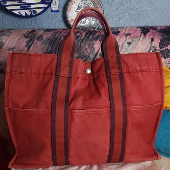 FLASH YARD SALE Hermes Shopper Tote Red - Picture 13 of 13